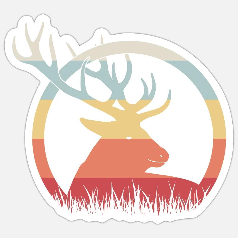 Cerf - Sticker taille S (10 x 10 cm) - blanc mat