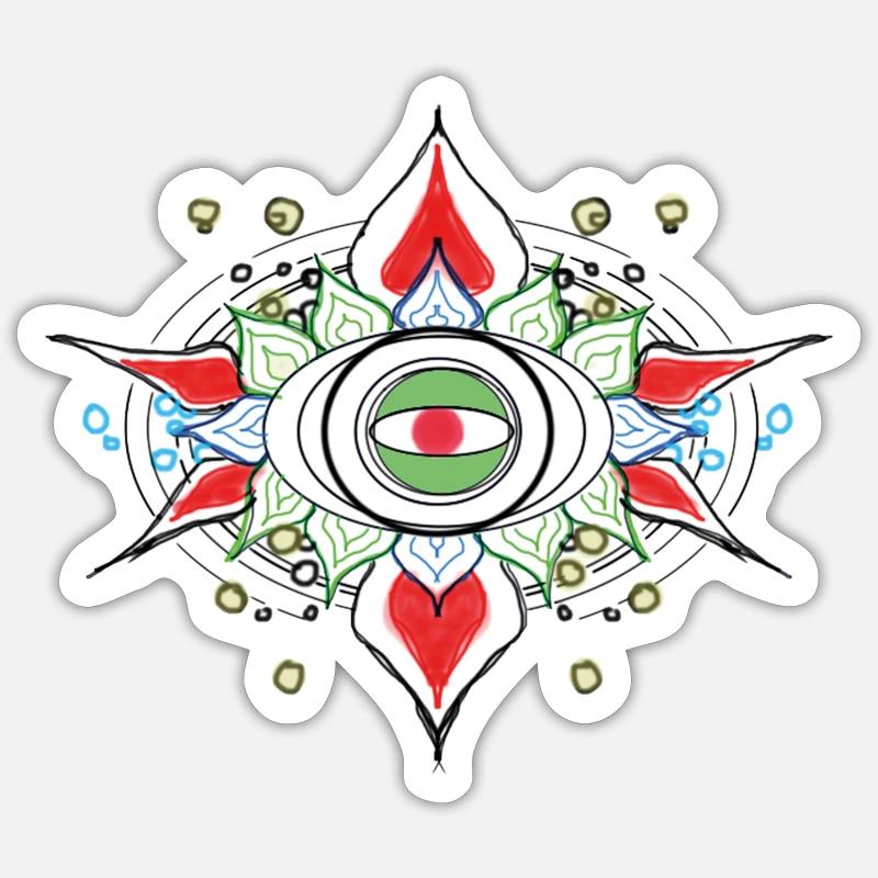 Psychedelic eye - Sticker taille S (10 x 10 cm) - blanc mat