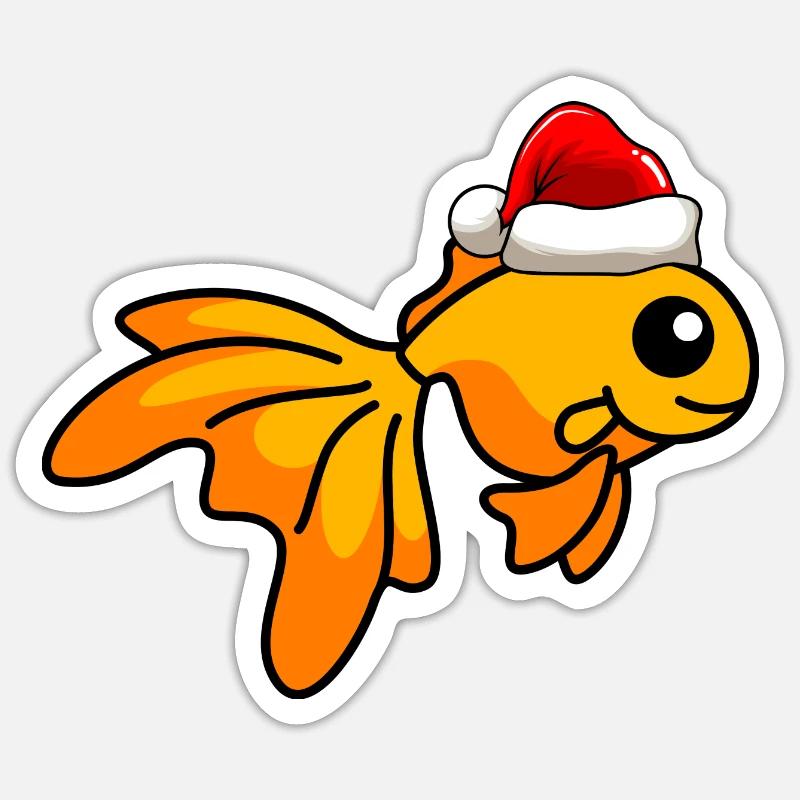 Goldfisch Comic Weihnachten - Sticker Größe S (10 x 10 cm) - Mattweiß