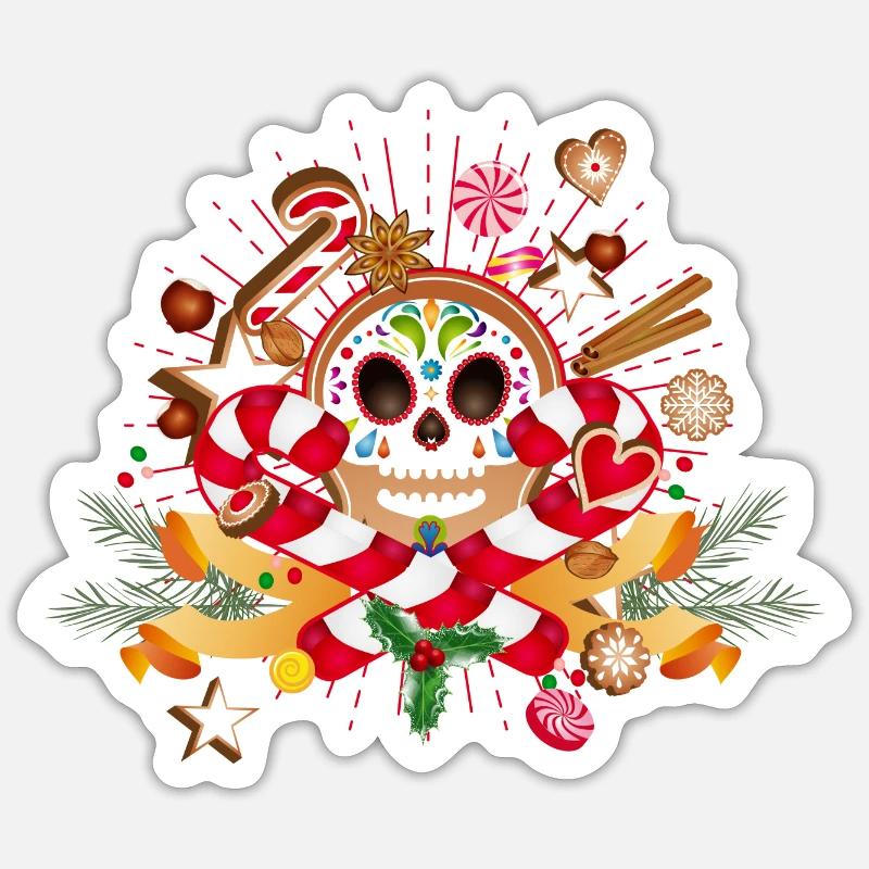 Gingerbread Man Sugar Skull Decor pour Noël Sticker taille S (10 x 10 cm)