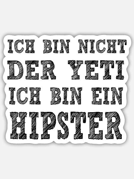 Hipster YETI - Sticker Größe S (10 x 10 cm) - Mattweiß