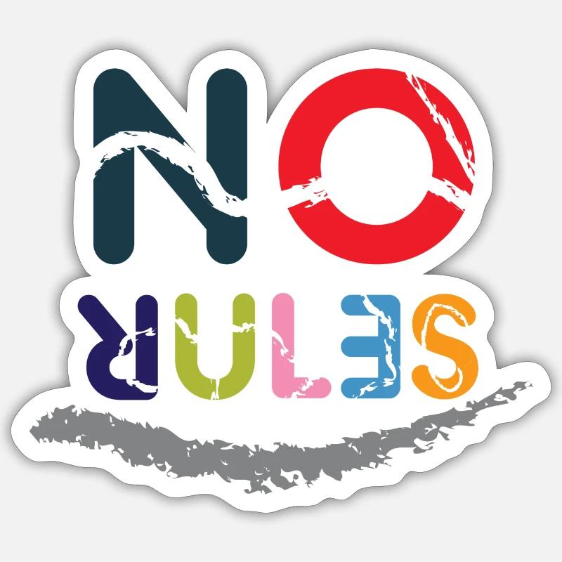 Colored No Rules sign - Sticker size S (10 x 10 cm) - white matte