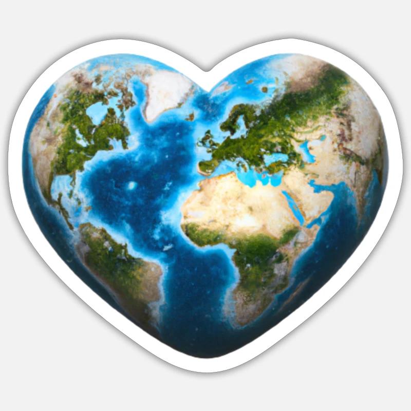 Erde Herz herzförmig Planet Geschenkidee - Sticker Größe S (10 x 10 cm) - Mattweiß