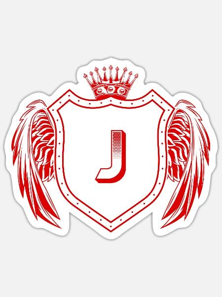 J Buchstabe Wappen - Sticker Größe S (10 x 10 cm) - Mattweiß