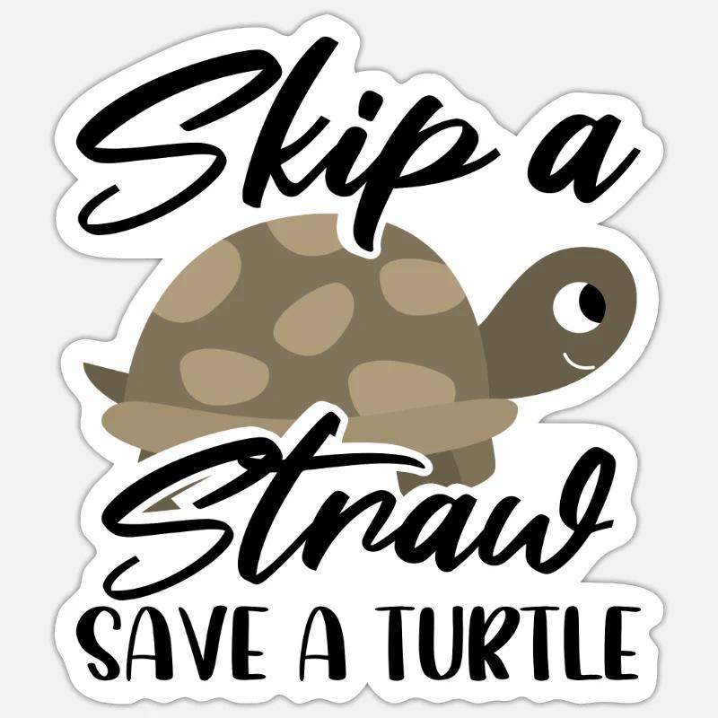 Meeresschutz Geschenk Überspringen Sie einen Strohhalm Save a Sticker Größe S (10 x 10 cm)