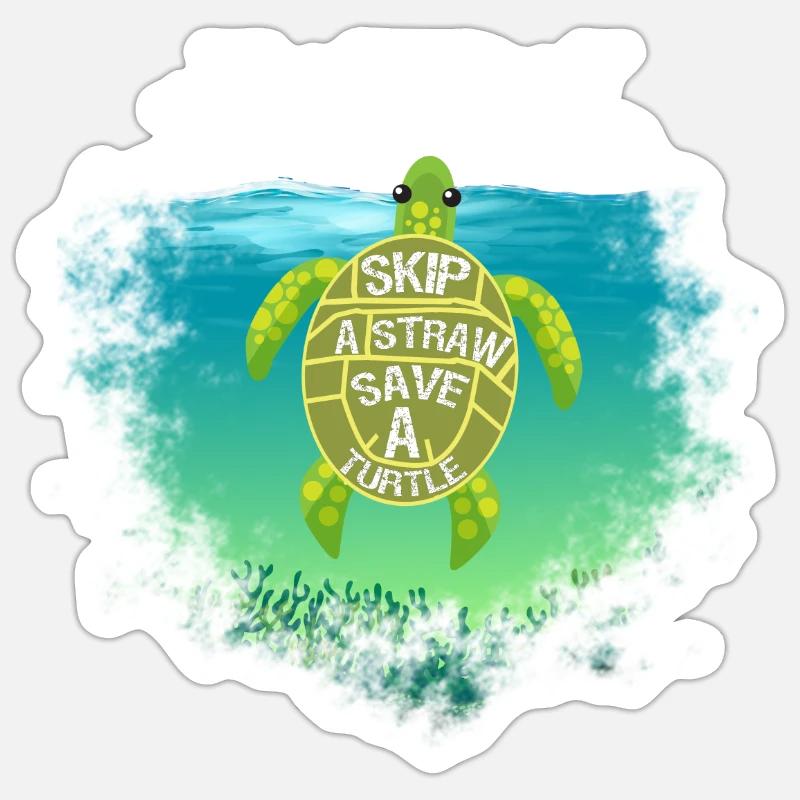 Sea Turtle Conservation Geschenk Überspringen Sie einen Strohhalm Save a Sticker Größe S (10 x 10 cm)