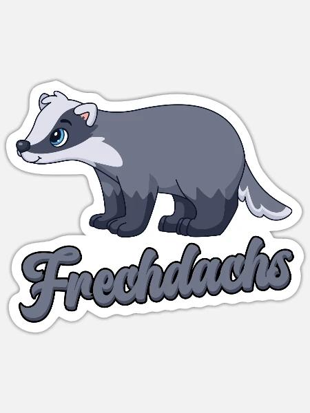 Lustiger, Süßer Dachs, Frechdachs, - Sticker Größe S (10 x 10 cm) - Mattweiß