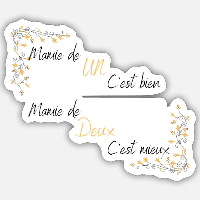 Mamie de un c'est bien, mamie de deux c'est mieux - Sticker taille S (10 x 10 cm) - blanc mat