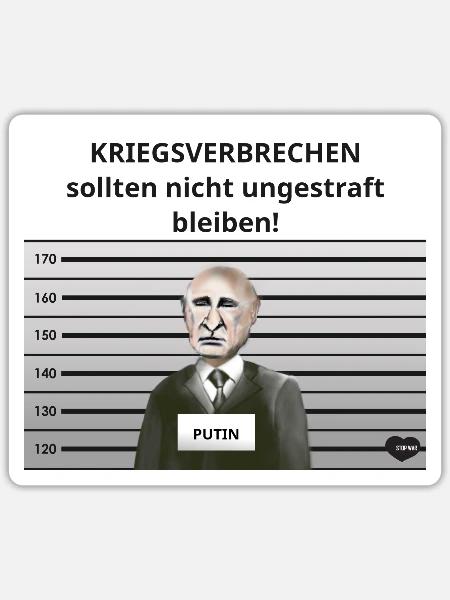 Putin-Kriegsverbrecher - Sticker Größe S (10 x 10 cm) - Mattweiß