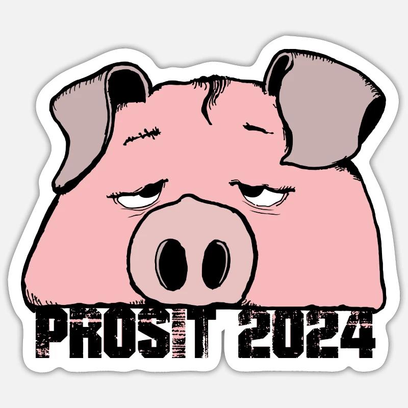 Prosit 2024 - Sticker Größe S (10 x 10 cm) - Mattweiß