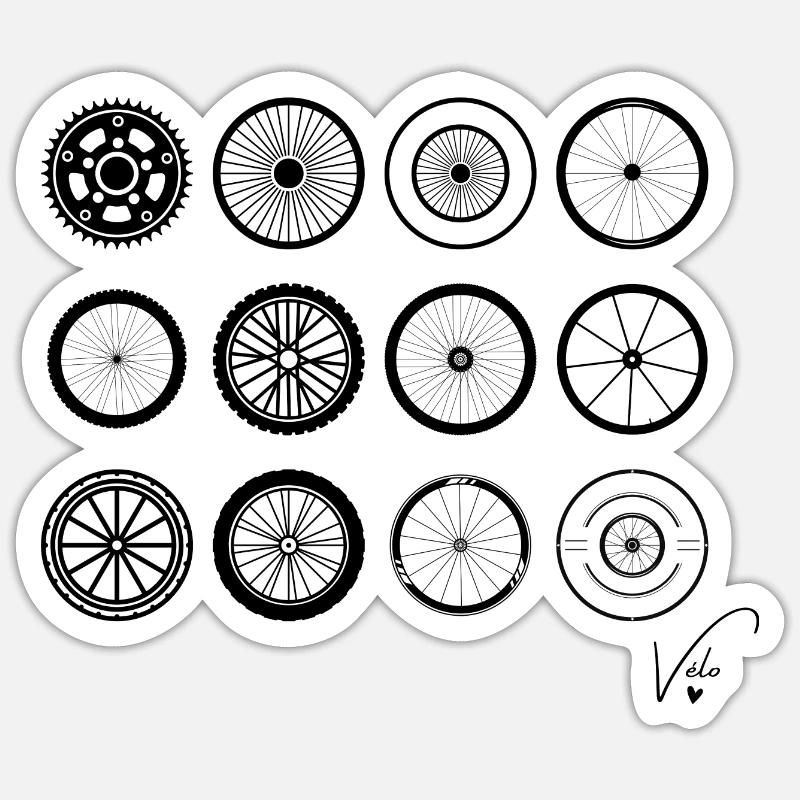 bicycle wheels - Sticker size S (10 x 10 cm) - white matte