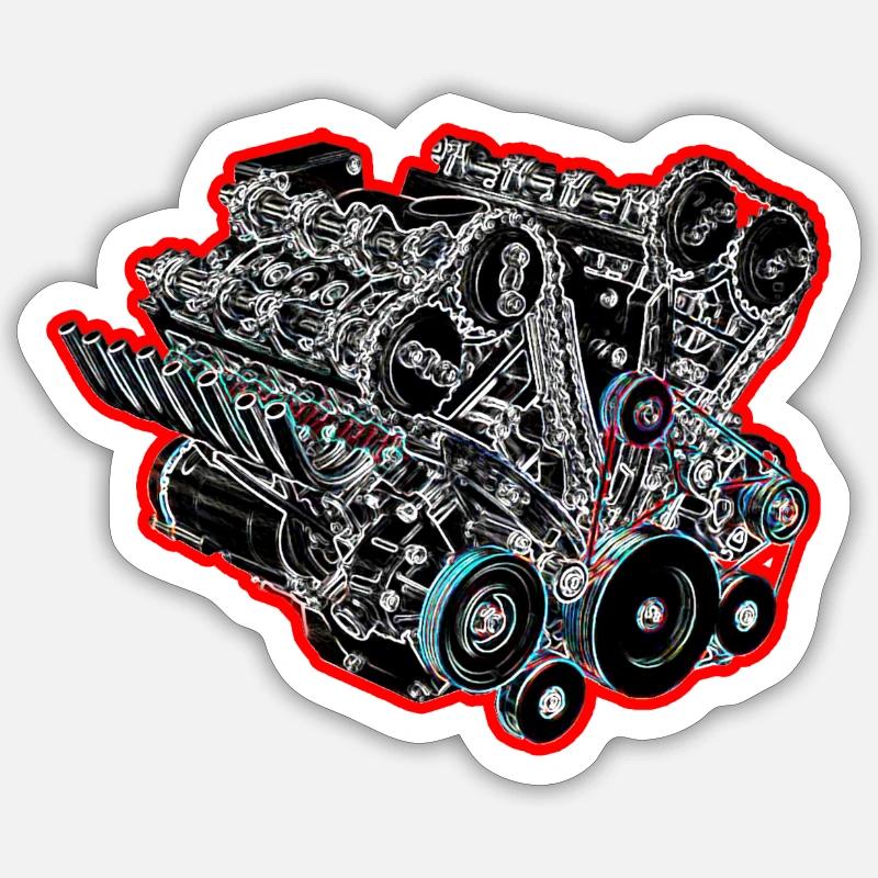 V8 Red Stroke Sticker Größe S (10 x 10 cm)