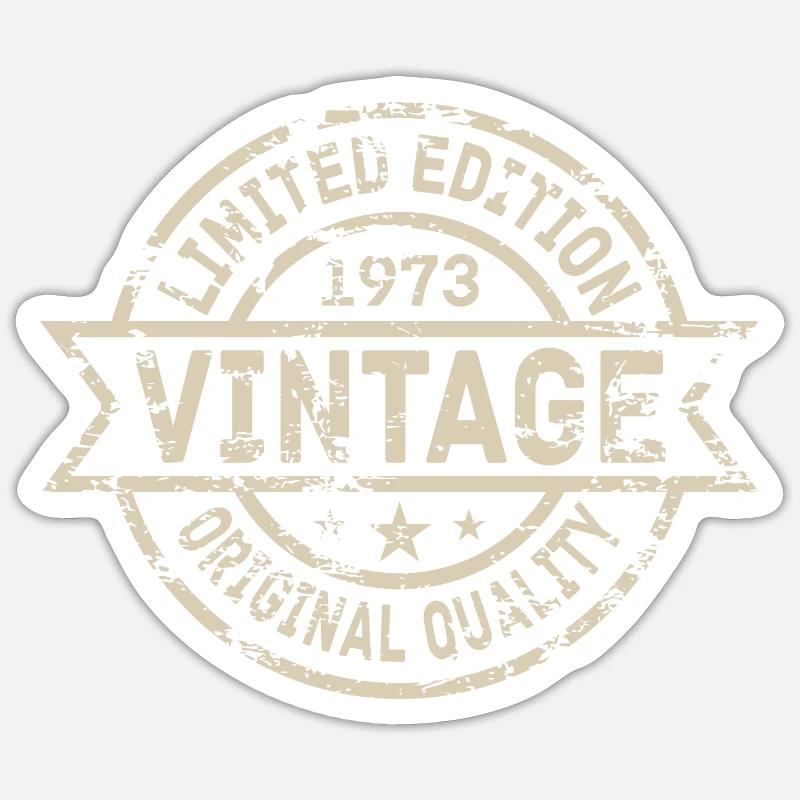 1973 Né Anniversaire Année de naissance millésime - Sticker taille S (10 x 10 cm) - blanc mat