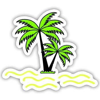 Palmiers - Sticker taille S (10 x 10 cm) - blanc mat - Devant