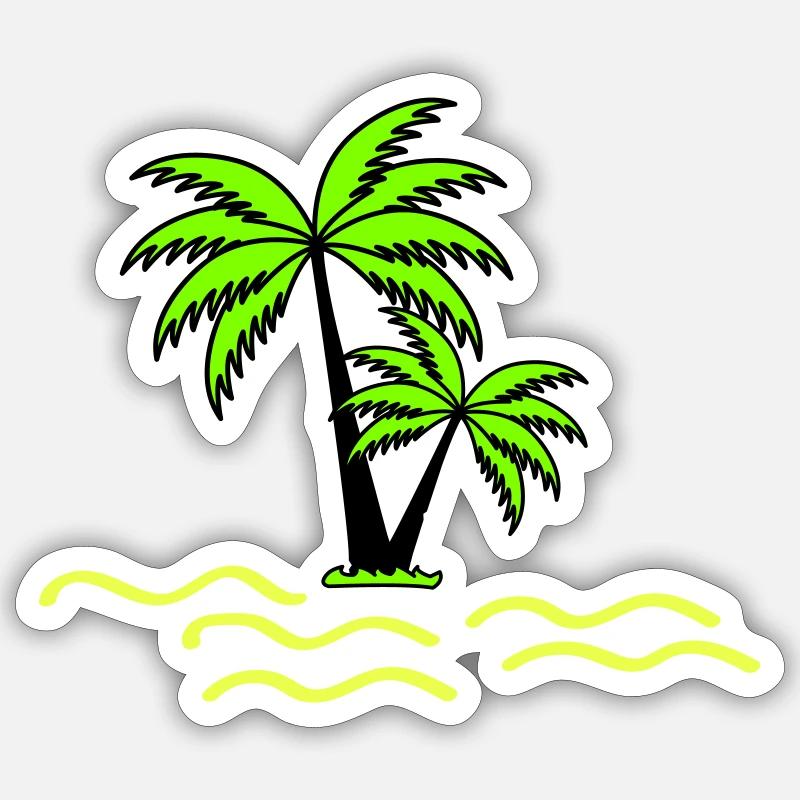 Palmiers - Sticker taille S (10 x 10 cm) - blanc mat