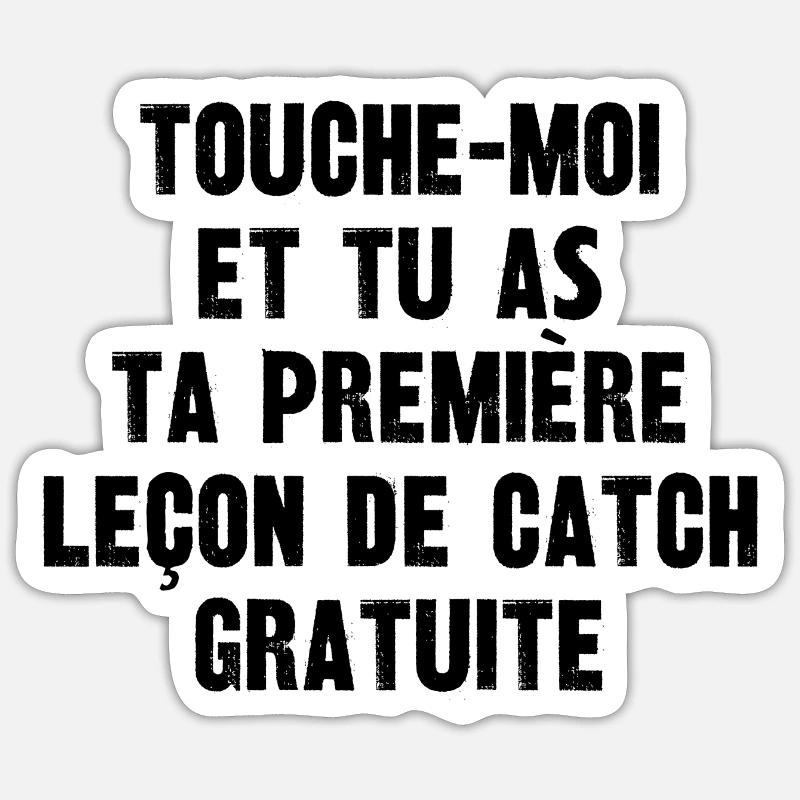leçon de catch gratuite - Sticker taille S (10 x 10 cm) - blanc mat