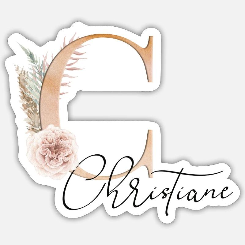 Christiane! Name Boho - Sticker size S (10 x 10 cm) - white matte
