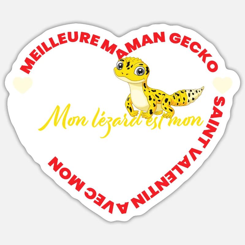Lézard Valentin - Sticker taille S (10 x 10 cm) - blanc mat