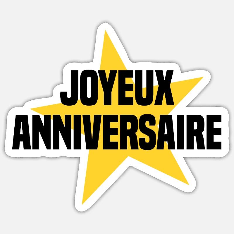 Joyeux anniversaire - Sticker taille S (10 x 10 cm) - blanc mat