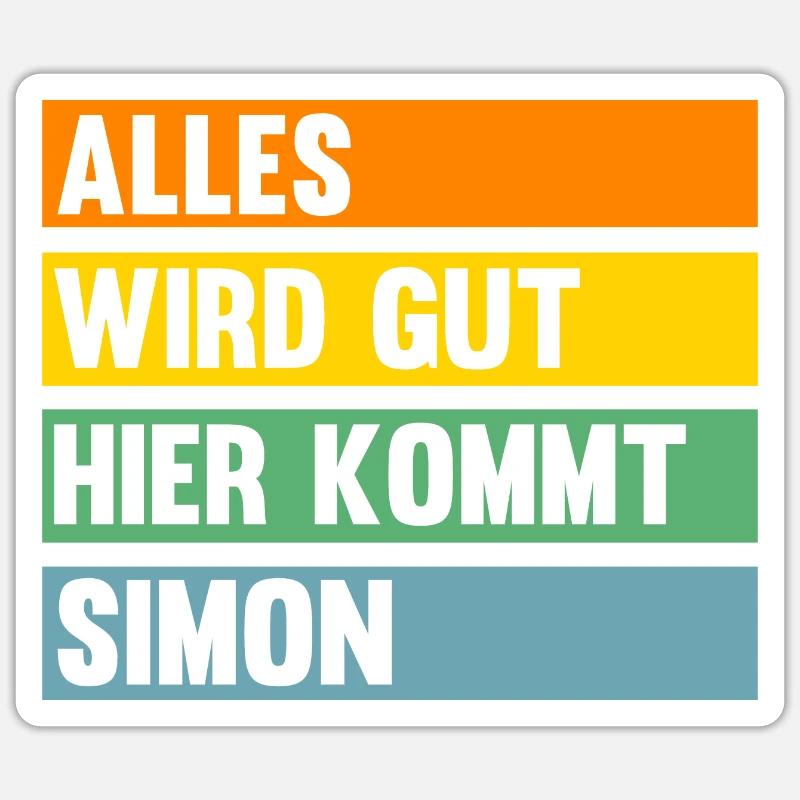 Simon - Sticker Größe S (10 x 10 cm) - Mattweiß