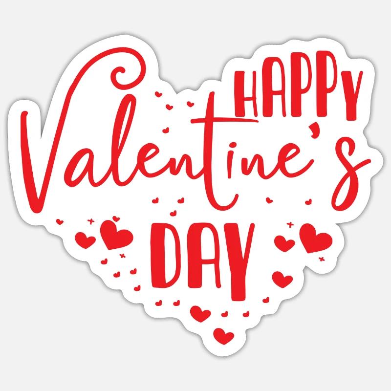 Bonne Saint-Valentin coeur - Sticker taille S (10 x 10 cm) - blanc mat