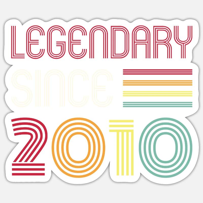 Birthday Legendary Since 2010 - Sticker Größe S (10 x 10 cm) - Mattweiß