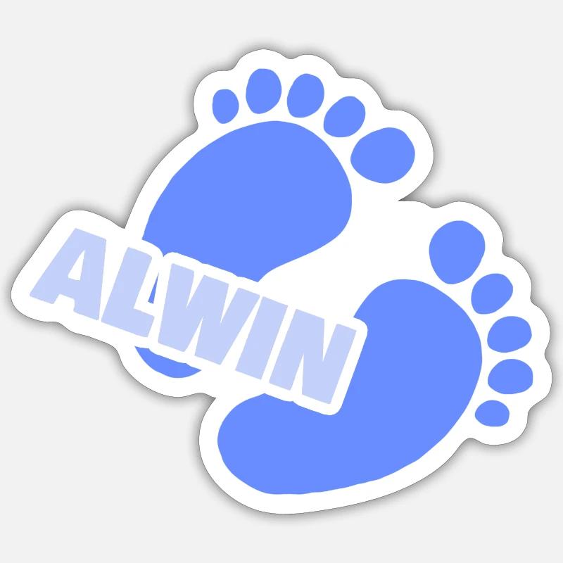 Naissance Alwin - Sticker taille S (10 x 10 cm) - blanc mat
