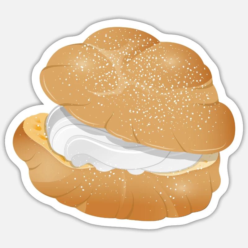 Illustration eines mit Sahne gefüllten Windbeutel Sticker Größe S (10 x 10 cm)