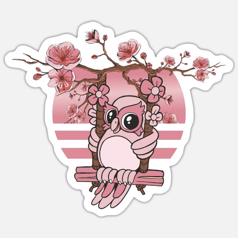 Süße Eule - Sticker Größe S (10 x 10 cm) - Mattweiß
