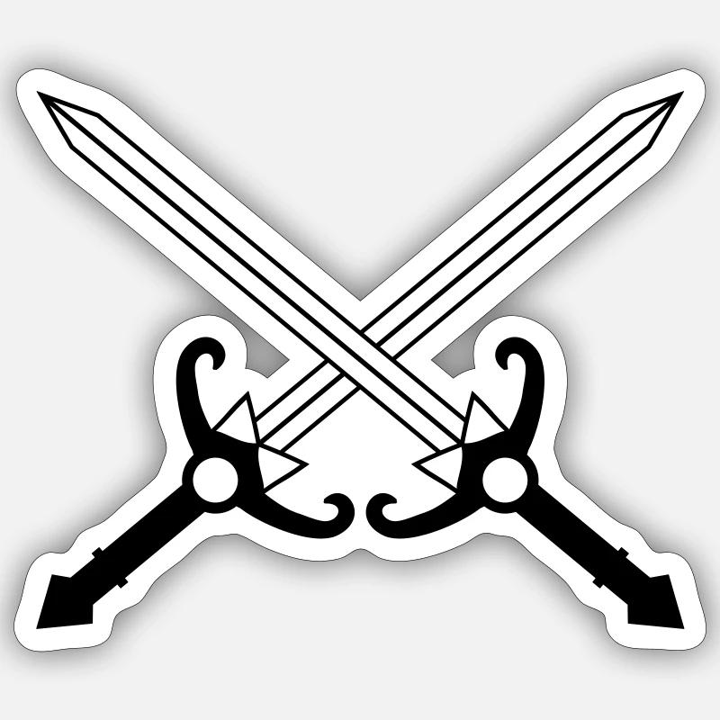 Épées - Sticker taille S (10 x 10 cm) - blanc mat