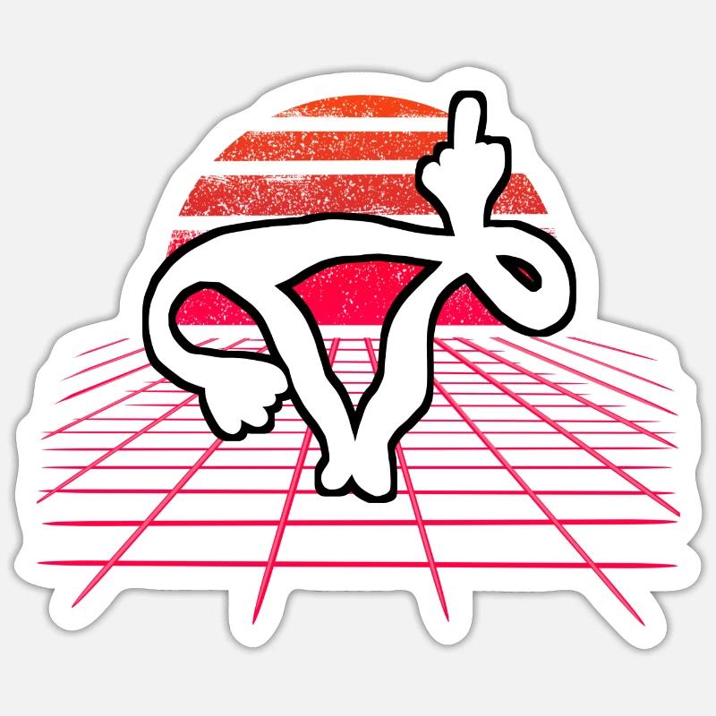Fick dich Gebärmutter - Uterus Retro Wave Sunset Sticker Größe S (10 x 10 cm)
