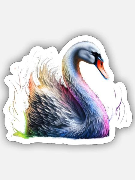 MAJESTÄTISCHER SCHWAN - Sticker Größe S (10 x 10 cm) - Mattweiß