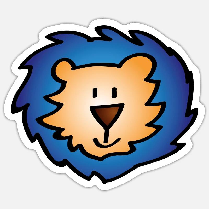 Blauer Löwe - Sticker Größe S (10 x 10 cm) - Mattweiß