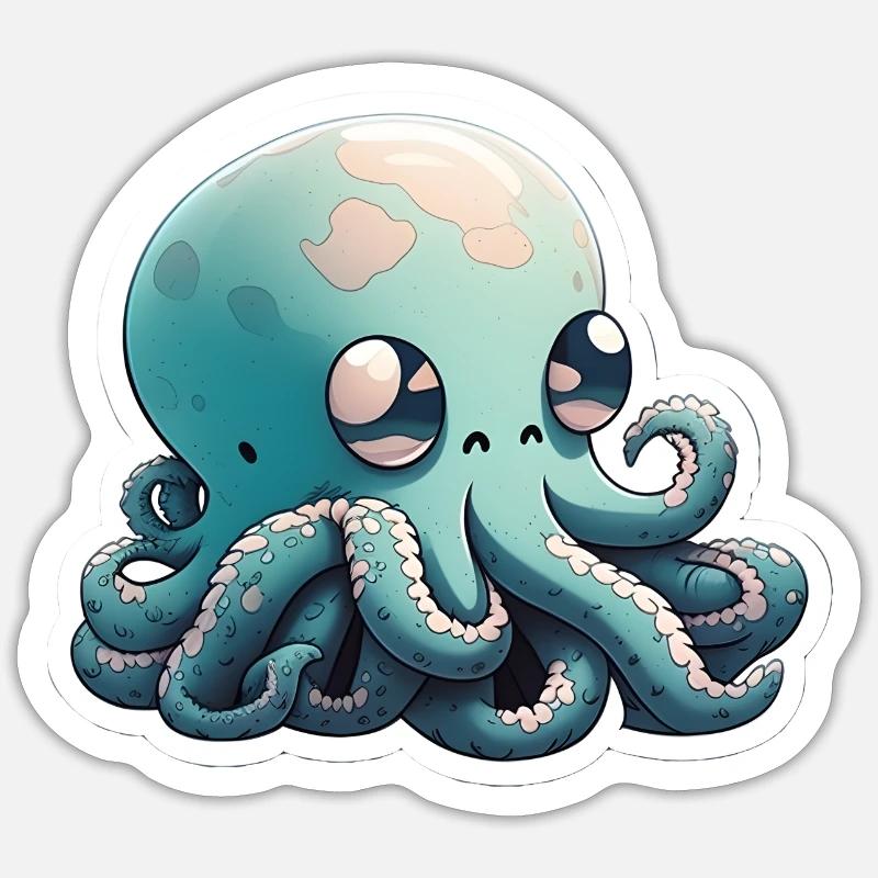 Octopus - Sticker Größe S (10 x 10 cm) - Mattweiß