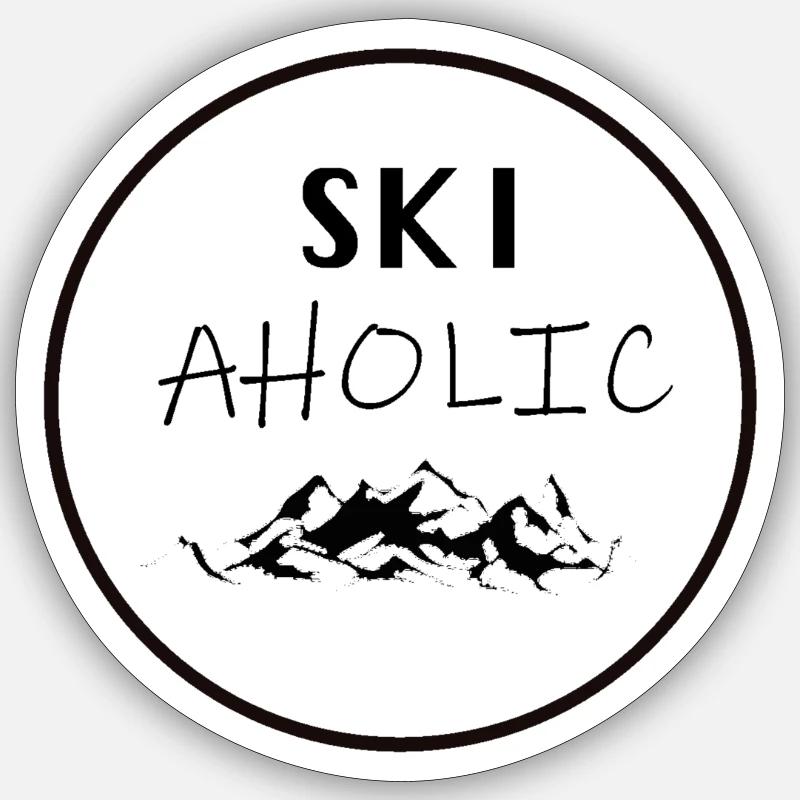 Accro de ski - Sticker taille S (10 x 10 cm) - blanc mat