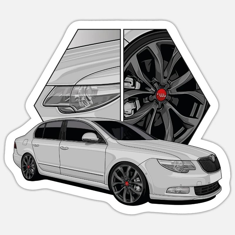 Limousine // Illustration - Sticker taille S (10 x 10 cm) - blanc mat
