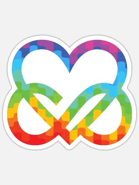 Polyamorie Infinity Herz - Poly Love Heart - Sticker Größe S (10 x 10 cm) - Mattweiß