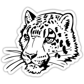 Schneeleopard im Comic Stiel - Sticker Größe S (10 x 10 cm) - Mattweiß - Vorne