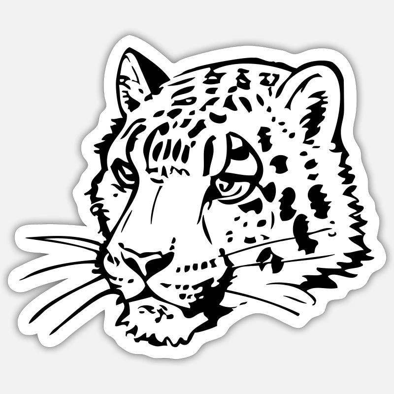 Schneeleopard im Comic Stiel - Sticker Größe S (10 x 10 cm) - Mattweiß