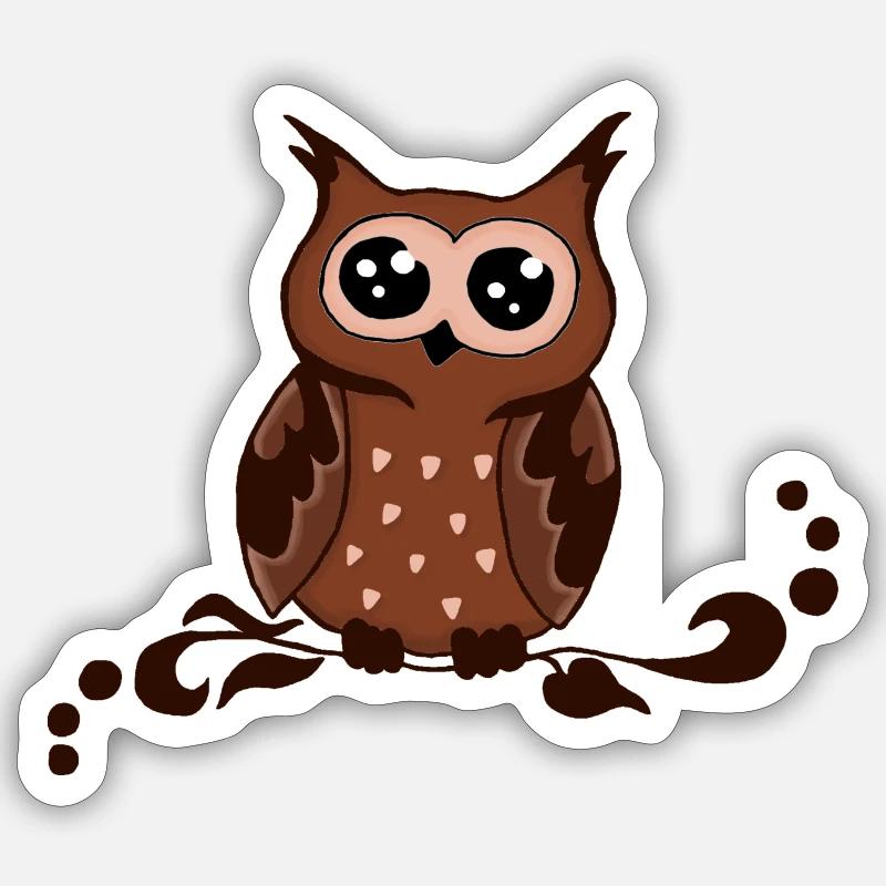 alles Eule braun - Sticker Größe S (10 x 10 cm) - Mattweiß
