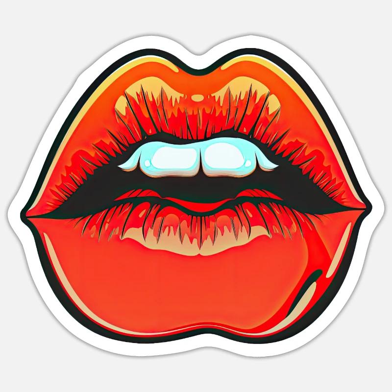 Teasing Red Lipstick Lips Sticker size S (10 x 10 cm)