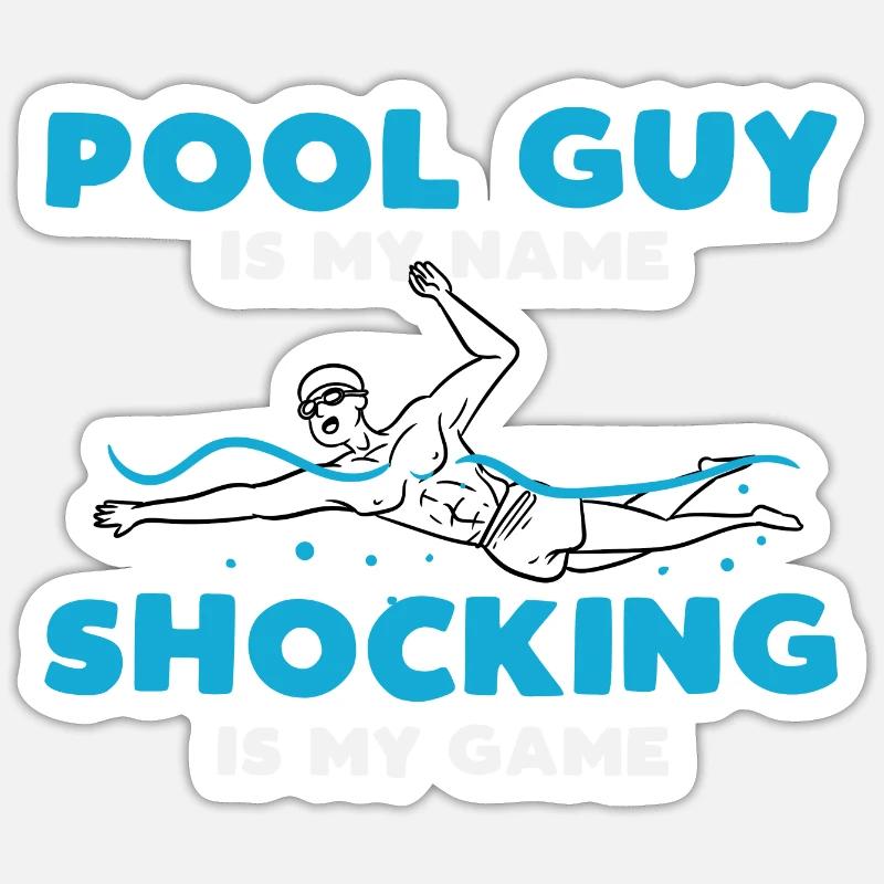 gars de piscine mon nom choquant mon game design Sticker taille S (10 x 10 cm)