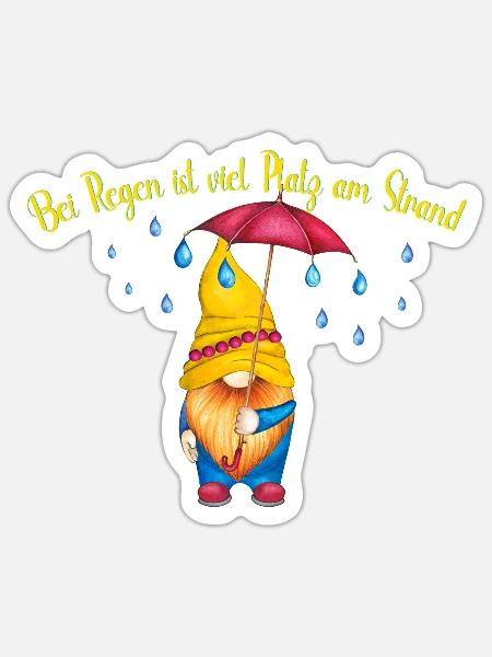 Bei Regen ist viel Platz am Strand - Sticker Größe S (10 x 10 cm) - Mattweiß