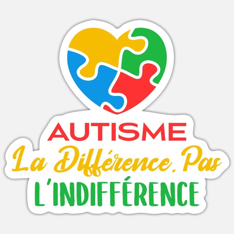 Avril Bleu Autisme Différence Pas Indifférence Sticker taille S (10 x 10 cm)
