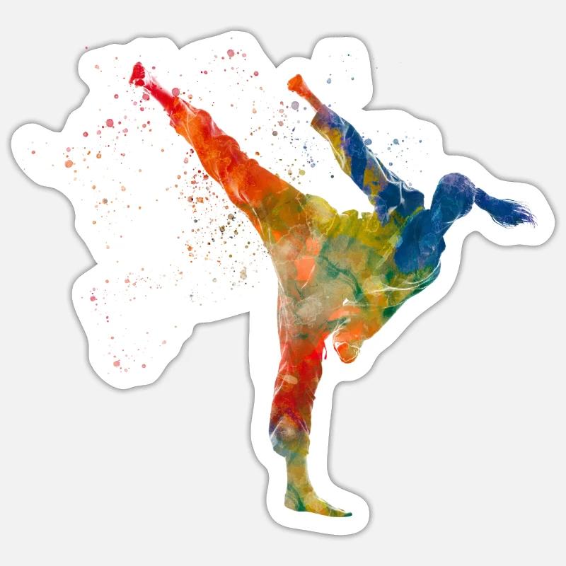Karate-Kampfkunst - Sticker Größe S (10 x 10 cm) - Mattweiß