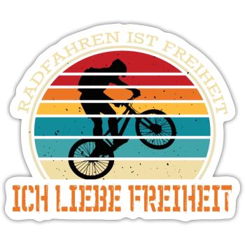 Spruch Fahrrad Radfahren ist Freiheit - Sticker Größe S (10 x 10 cm) - Mattweiß - Vorne