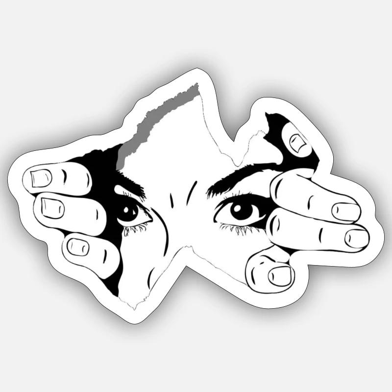 Yeux noir et blanc - Sticker taille S (10 x 10 cm) - blanc mat