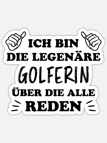 Golferin Minigolf Lustiger Spruch Golf Geschenk - Sticker Größe S (10 x 10 cm) - Mattweiß