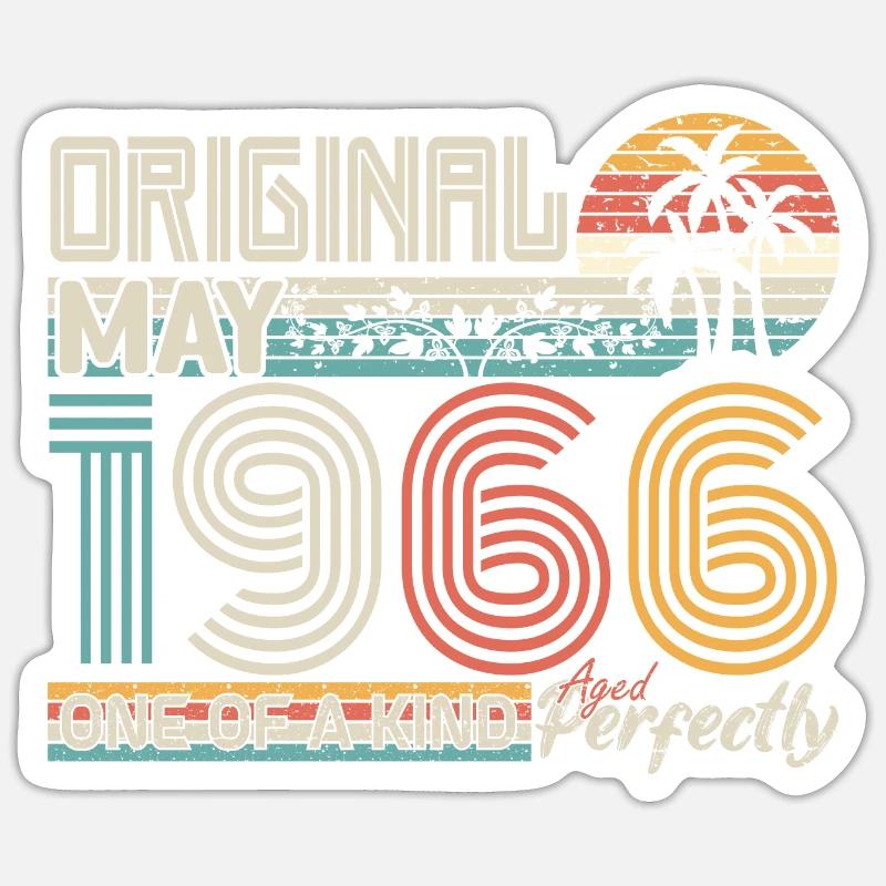 Mai 1966 Jahrestag Mai 1966 Geschenk 1966 - Sticker Größe S (10 x 10 cm) - Mattweiß