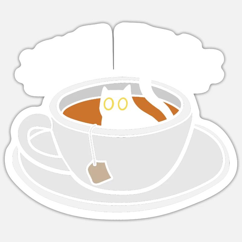 Funny Cat Lover Tea - Sticker size S (10 x 10 cm) - white matte